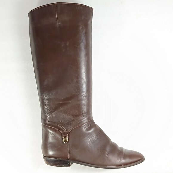 Nine West Tall Brown Leather Riding Boots Women's 8M Cleaned & Conditioned VGUC - Picture 2 of 16